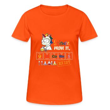 Drôle de licorne rengaine de la recherche de la chimie - T-shirt respirant Femme - orange néon - Devant - AI Model Female 172 dark (172cm)