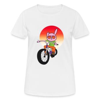 Rabbit on Bicycle Child Kids Child Kid - Women's Breathable T-Shirt - white - Front - AI Model Female 172 dark (172cm)