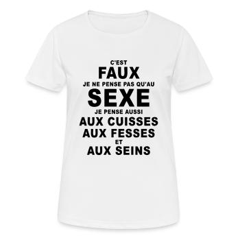 sexe humour - T-shirt respirant Femme - blanc - Devant - AI Model Female 172 dark (172cm)