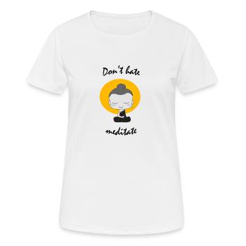 Ne pas haïr le bouddhisme médiateur - T-shirt respirant Femme - blanc - Devant - AI Model Female 172 dark (172cm)