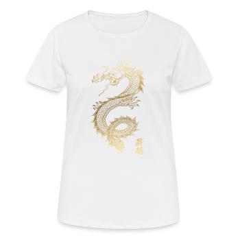 Cool Dragon d'or chinois - T-shirt respirant Femme - blanc - Devant - AI Model Female 172 dark (172cm)