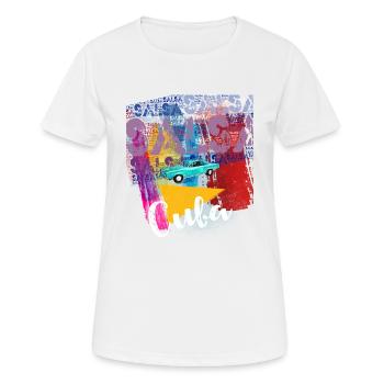 Salsa Cuba Havane T-shirt oldtimer pour salseros - T-shirt respirant Femme - blanc - Devant - AI Model Female 172 dark (172cm)