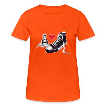 Paire de chaussures de chuck - T-shirt respirant Femme - orange néon - Devant - AI Model Female 172 dark (172cm)