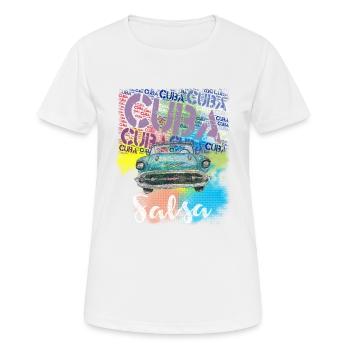 Salsa Cuba Havana T-shirt pour danseuses salsa timba - T-shirt respirant Femme - blanc - Devant - AI Model Female 172 dark (172cm)