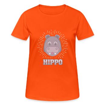 Hippopotame Cadeau Hippopotame Animal préféré Afrique Fleuve - T-shirt respirant Femme - orange néon - Devant - AI Model Female 172 dark (172cm)