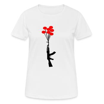 AK 47 Luftballons Frieden Friedenszeichen Pistole - Frauen T-Shirt atmungsaktiv - Weiß - Vorne - AI Model Female 172 dark (172cm)