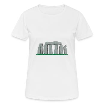 Stonehenge Steinkreis Verschwörung Sonnenuhr - Frauen T-Shirt atmungsaktiv - Weiß - Vorne - AI Model Female 172 dark (172cm)