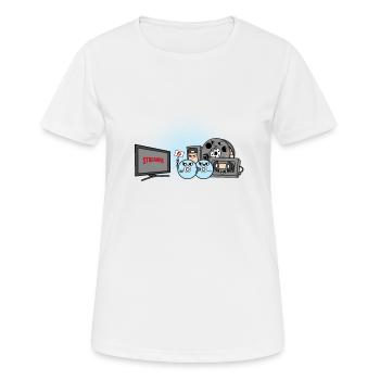 Lustig anti Streaming CD Video Kassetten Geschenk - Frauen T-Shirt atmungsaktiv - Weiß - Vorne - AI Model Female 172 dark (172cm)