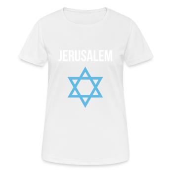 Jerusalem Israel Davidstern - Frauen T-Shirt atmungsaktiv - Weiß - Vorne - AI Model Female 172 dark (172cm)