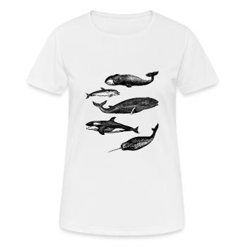 whale illustrations - Frauen T-Shirt atmungsaktiv - Weiß - Vorne - AI Model Female 172 dark (172cm)