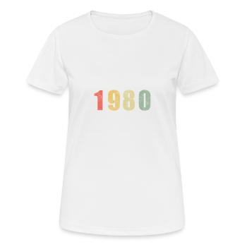 1980 - Frauen T-Shirt atmungsaktiv - Weiß - Vorne - AI Model Female 172 dark (172cm)