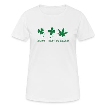 Superlucky hemp leaf tshirt - Women's Breathable T-Shirt - white - Front - AI Model Female 172 dark (172cm)