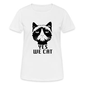 Oui nous chatons chat grincheux Obama - T-shirt respirant Femme - blanc - Devant - AI Model Female 172 dark (172cm)