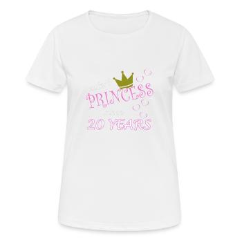 20ème anniversaire cadeau princesse - T-shirt respirant Femme - blanc - Devant - AI Model Female 172 dark (172cm)