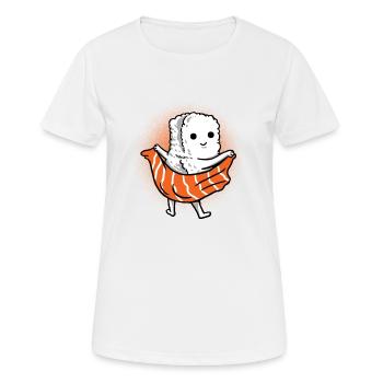 Drôle de sushi Wipe essuie-vous asiatique cadeau - T-shirt respirant Femme - blanc - Devant - AI Model Female 172 dark (172cm)