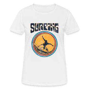 Surfing Wellenreiten Sport - Frauen T-Shirt atmungsaktiv - Weiß - Vorne - AI Model Female 172 dark (172cm)