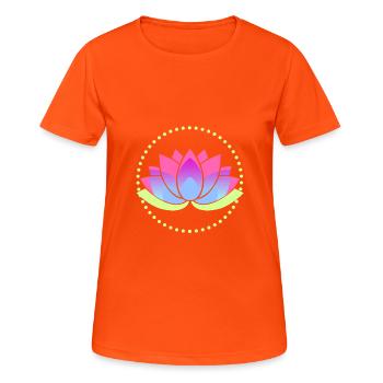 Lotus Yoga Tshirt - Frauen T-Shirt atmungsaktiv - Neonorange - Vorne - AI Model Female 172 dark (172cm)