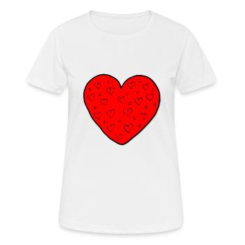 Grand coeur avec cadeau haut coeurs - T-shirt respirant Femme - blanc - Devant - AI Model Female 172 dark (172cm)