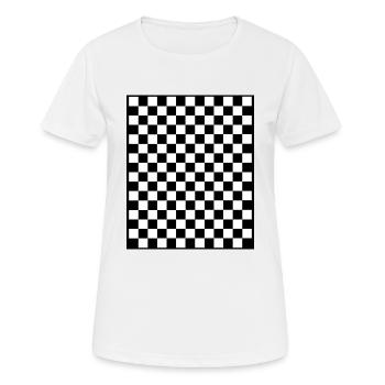 Schachbrett I Muster Quadrate schwarz und weiß - Frauen T-Shirt atmungsaktiv - Weiß - Vorne - AI Model Female 172 dark (172cm)