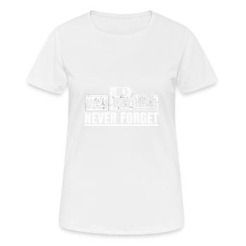 Nie vergessen Videocassette Diskette Kassette - Frauen T-Shirt atmungsaktiv - Weiß - Vorne - AI Model Female 172 dark (172cm)