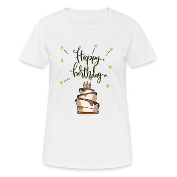 happy birthday cake cake gift congratulations - Women's Breathable T-Shirt - white - Front - AI Model Female 172 dark (172cm)