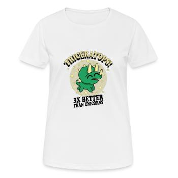 Dinosaur Triceratops 3 times better than unicorn - Women's Breathable T-Shirt - white - Front - AI Model Female 172 dark (172cm)