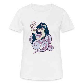 Lustiger Vaping Kiffer Orca Wal Raucher Joint - Frauen T-Shirt atmungsaktiv - Weiß - Vorne - AI Model Female 172 dark (172cm)