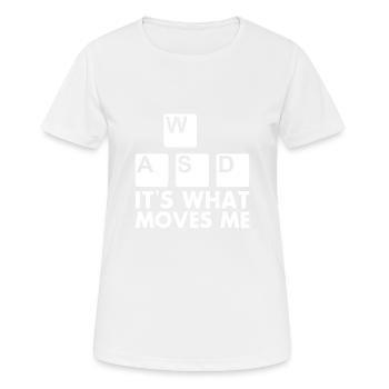 WASD - Claviers Claviers Gamer Geek Drôle - T-shirt respirant Femme - blanc - Devant - AI Model Female 172 dark (172cm)