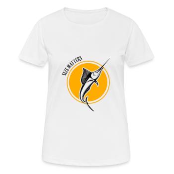 size matters fishing, fish, fly fishing, pike - Women's Breathable T-Shirt - white - Front - AI Model Female 172 dark (172cm)