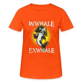 Funny Pothead Orca Whale Vaping Joint Smoker - Women's Breathable T-Shirt - neon orange - Front - AI Model Female 172 dark (172cm)