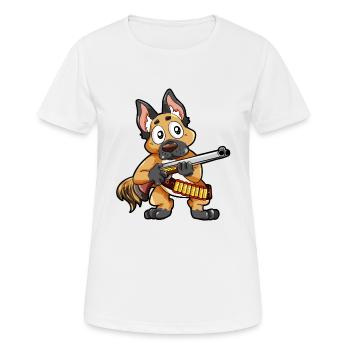 Chasseur chien de chasse fusil de chasse cartouches chasse cadeau - T-shirt respirant Femme - blanc - Devant - AI Model Female 172 dark (172cm)