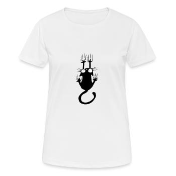 Chat qui tombe - T-shirt respirant Femme - blanc - Devant - AI Model Female 172 dark (172cm)