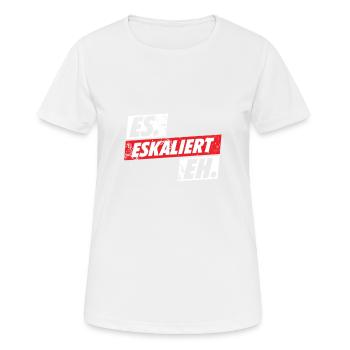 Es eskaliert eh Party Musik Open Air Geschenk - Frauen T-Shirt atmungsaktiv - Weiß - Vorne - AI Model Female 172 dark (172cm)