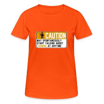 Attention, panneau avertisseur pour les agriculteurs | Regarder un cadeau - T-shirt respirant Femme - orange néon - Devant - AI Model Female 172 dark (172cm)