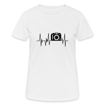 Fotografie - Frauen T-Shirt atmungsaktiv - Weiß - Vorne - AI Model Female 172 dark (172cm)
