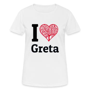 I Love Greta Shirt protection de l'environnement grève du climat - T-shirt respirant Femme - blanc - Devant - AI Model Female 172 dark (172cm)