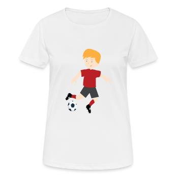 Junge spielt Fussball Kind und ball 03 545 - Frauen T-Shirt atmungsaktiv - Weiß - Vorne - AI Model Female 172 dark (172cm)
