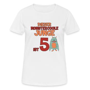 Junge 5 Jahre Geburtstag Geschenk monster cool - Frauen T-Shirt atmungsaktiv - Weiß - Vorne - AI Model Female 172 dark (172cm)