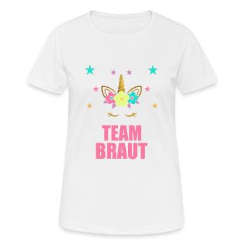 Team Braut Einhorn JGA Junggesellenabschied - Frauen T-Shirt atmungsaktiv - Weiß - Vorne - AI Model Female 172 dark (172cm)