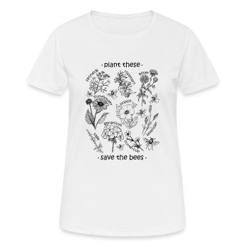 Plantez ces sauve les abeilles t-shirt - T-shirt respirant Femme - blanc - Devant - AI Model Female 172 dark (172cm)