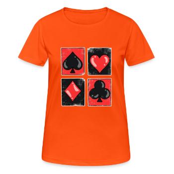 Spielkarte Kartenspiel Poker Black Jack Geschenk - Frauen T-Shirt atmungsaktiv - Neonorange - Vorne - AI Model Female 172 dark (172cm)