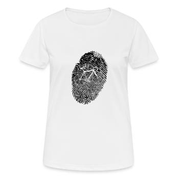 Bicycle road bike fingerprint cyclist - Women's Breathable T-Shirt - white - Front - AI Model Female 172 dark (172cm)