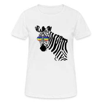 Zebra with rainbow glasses CSD LGBTQ Pride Shirt - Women's Breathable T-Shirt - white - Front - AI Model Female 172 dark (172cm)