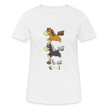 Pony Pferde Pferd Reiterin Reiter Reiten Sattel - Frauen T-Shirt atmungsaktiv - Weiß - Vorne - AI Model Female 172 dark (172cm)