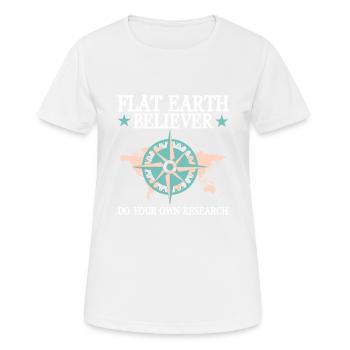 Flat Earth Flache Erde - Frauen T-Shirt atmungsaktiv - Weiß - Vorne - AI Model Female 172 dark (172cm)