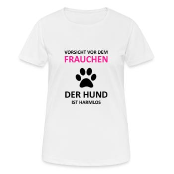 Vorsicht vor dem Frauchen - Frauen T-Shirt atmungsaktiv - Weiß - Vorne - AI Model Female 172 dark (172cm)