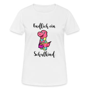 Einschulung 1. Erste Klasse Dino Schulanfang - Frauen T-Shirt atmungsaktiv - Weiß - Vorne - AI Model Female 172 dark (172cm)
