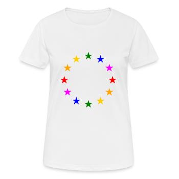 EU Sterne in Regenbogenfarben - Frauen T-Shirt atmungsaktiv - Weiß - Vorne - AI Model Female 172 dark (172cm)