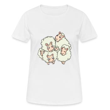 Troupeau de moutons troupeau d'agneau laine horde - T-shirt respirant Femme - blanc - Devant - AI Model Female 172 dark (172cm)