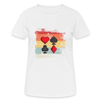 Retro Card Game Heart Pik Checked Cross Gift Idea - Women's Breathable T-Shirt - white - Front - AI Model Female 172 dark (172cm)